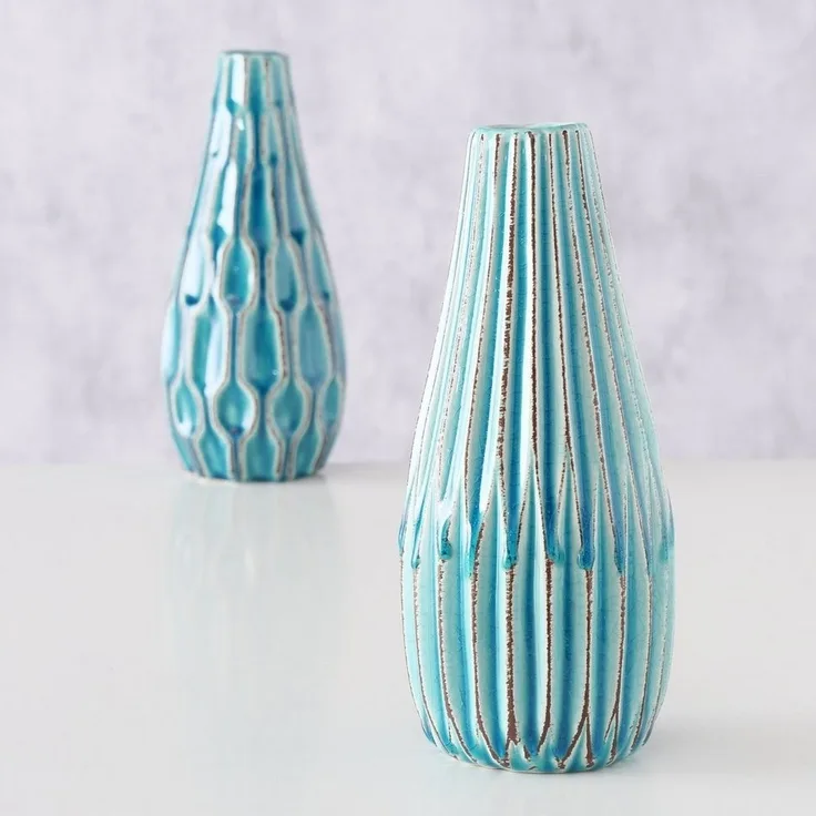 BOLTZE Tischvase Boltze, 2er-Set Vase Lenja, türkis blau