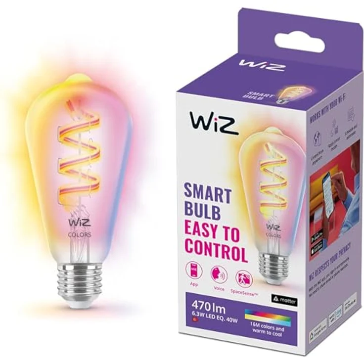 WiZ White & Color 60W E27 ST64 Edison Tunable Einzelpack – Bild 2