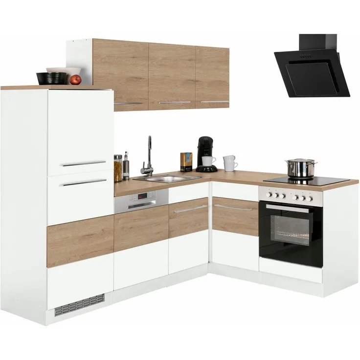 KOCHSTATION Winkelküche KS-Trient, Stellbreite 230x170 cm, wahlweise mit E-Geräten, mit Arbeitsplatte