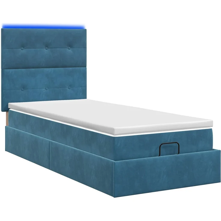 vidaXL Ottoman-Bett mit Matratze und LED Dunkelblau 100 x 200 cm Samt 3458287 – Bild 9