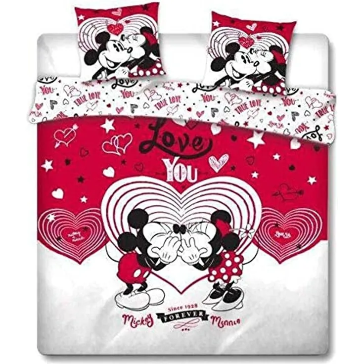 Disney Bettbezug Mickey & Minnie 240x220 cm Polyester rot