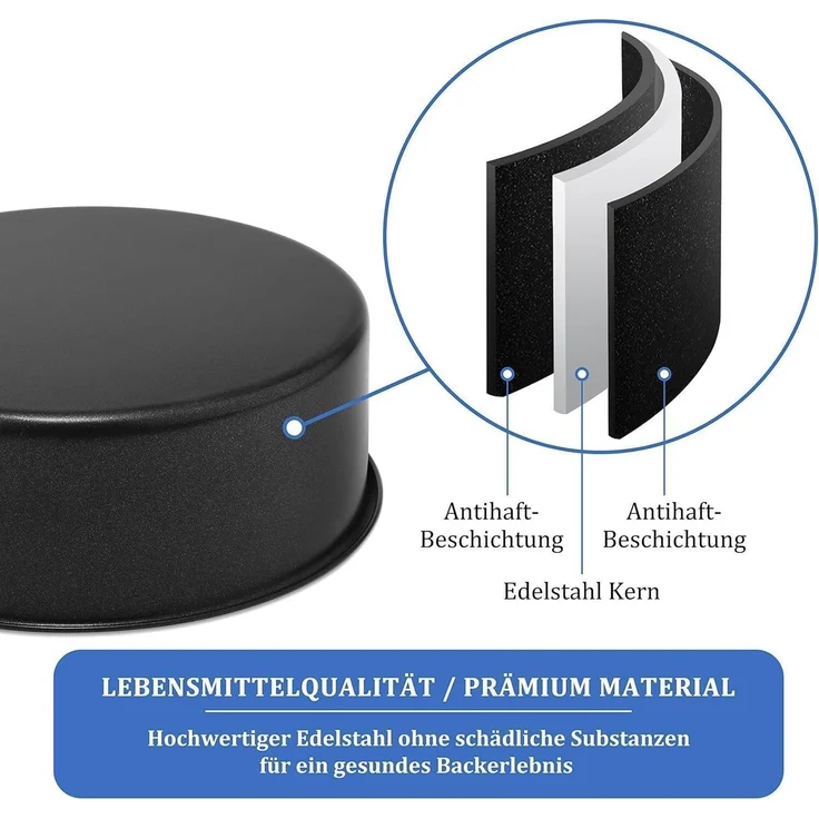 Homikit 20cm Edelstahl Kuchenform Backform Antihaft Rund-Tortenform – Bild 3