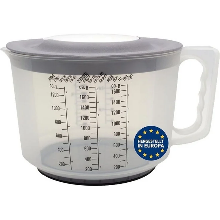 mucHome Messbecher 3in1 Rührbecher 2L mit Spritzschutz, Verschlussdeckel und Ausgießer – Bild 4