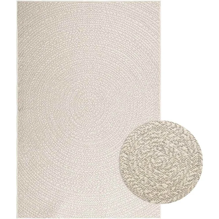 vidaXL Teppich ZIZUR Creme 140x200 cm Jute-Optik Indoor und Outdoor 4010378 – Bild 1