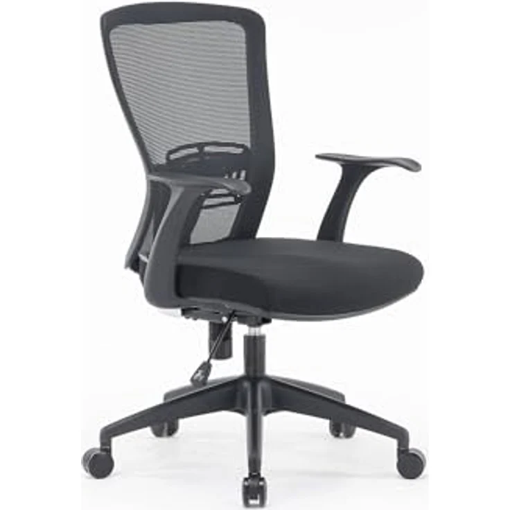 Dmora Drehstuhl Barzio, Schwarz, Verstellbar, Gepolstert, 5 Rollen – Bild 8