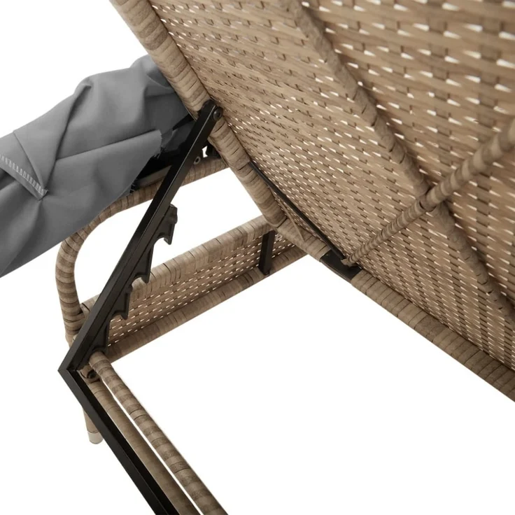 vidaXL Sonnenliege mit Dach Beige Poly Rattan 368191 – Bild 9