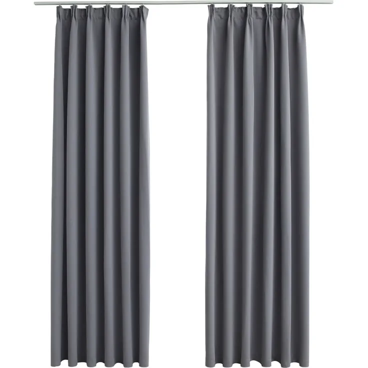 vidaXL Verdunkelungsvorhänge mit Haken 2 Stk. Grau 140x225cm 134431