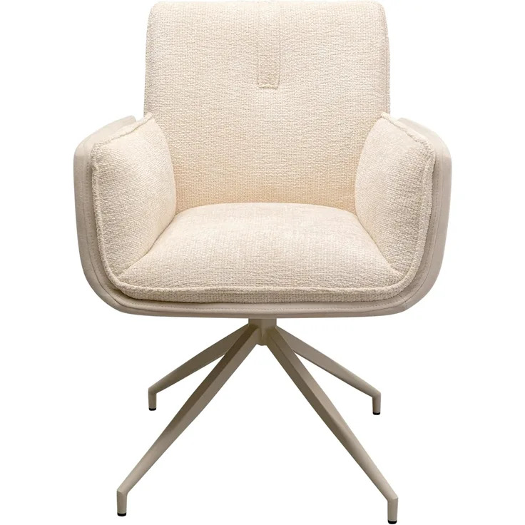 Kare Design Drehstuhl Hilla, Weiß, 49 cm Sitzhöhe, Esszimmerstuhl, Polsterstuhl, mit Armlehnen, 180 Grad Drehbar, Wohnzimmer, 86 x 63 x 64 cm (H/B/T)