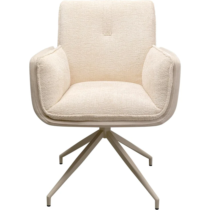 Kare Design Drehstuhl Hilla, Weiß, 49 cm Sitzhöhe, Esszimmerstuhl, Polsterstuhl, mit Armlehnen, 180 Grad Drehbar, Wohnzimmer, 86 x 63 x 64 cm (H/B/T)