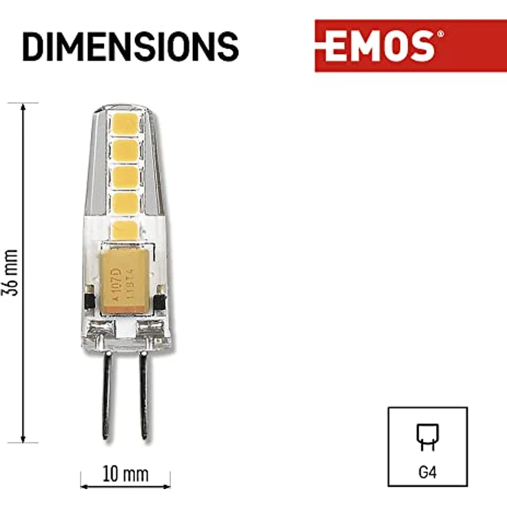 EMOS G4 LED Lampe, 1,9 W, ersetzt 21 W Glühbirne, warmweiß 3000 K, 200 lm, 300° Abstrahlwinkel, 30000 h Lebensdauer – Bild 5