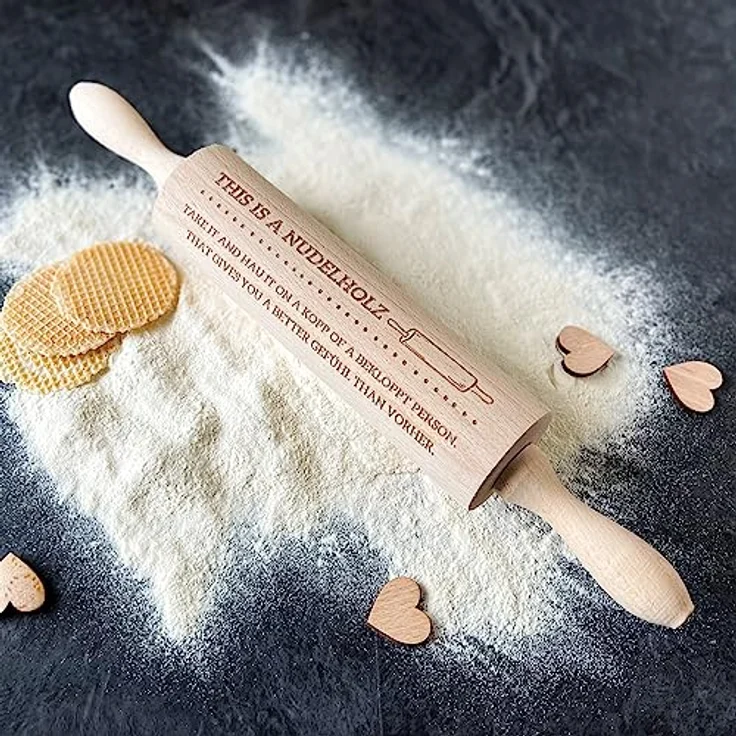 Spruchreif® Nudelholz Nudelholz mit Gravur, Teigroller aus Holz, Teigausroller Backzubehör, Nudelholz mit Prägung, tolle Geschenkidee – Bild 3
