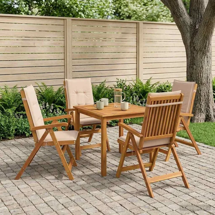 vidaXL 5-teiliges Garten-Esszimmer-Set 4-Sitzer Beige 3434598 – Bild 1
