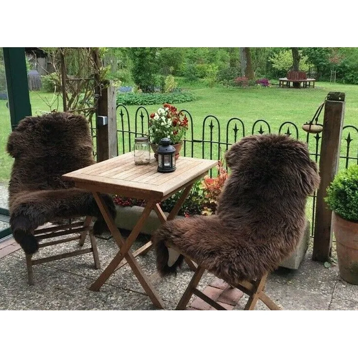 Provellus Fellteppich Naturbrauner Lammfell Teppich – Öko Schaffell Teppich aus echtem Fell, 30 cm eckig