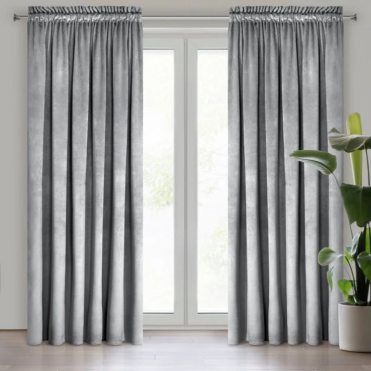 Eurofirany Vorhang VELVET (2 St), Kräuselband, blickdicht, Samt, 2er-Set Vorhang aus Velvet, mit mittlerem Verdunkelungsgrad, Tunnelzug – Bild 1