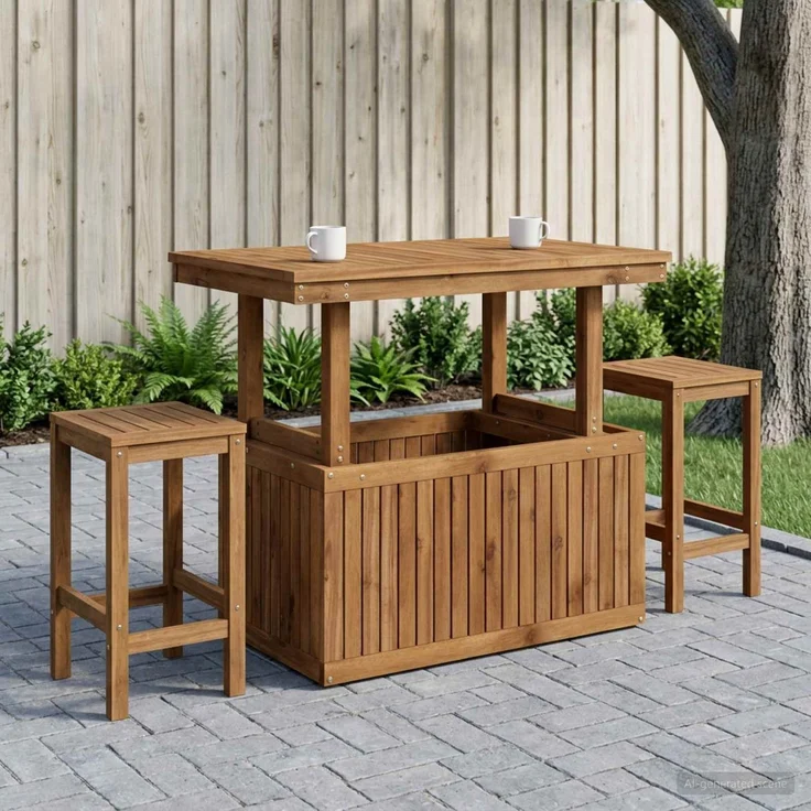 vidaXL Gartenkaffee Tisch aus massivem Akazienholz höhenverstellbar 901244 – Bild 3