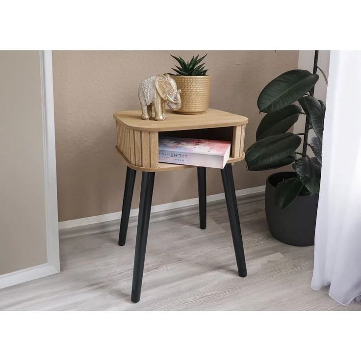 sesua Nachttisch Beistelltisch Nachttisch aus Holz modernes Design 34x30x50cm – Bild 2