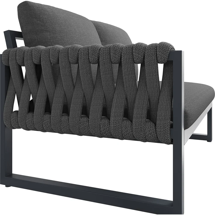 Gartenlounge-Set mit 2 Sesseln, Ecksofa und 2 Tischen, 233×178×86 cm, modular, Grau – Bild 9