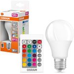 Osram STAR+ RGBW LED Lampe mit E27 Sockel, RGB-Farben per Fernbedienung änderbar, 9W, klassische Birnenform, Ersatz für 60W-Glühbirne, matt, LED Retrofit RGBW lamps with remote control, Einzelpack