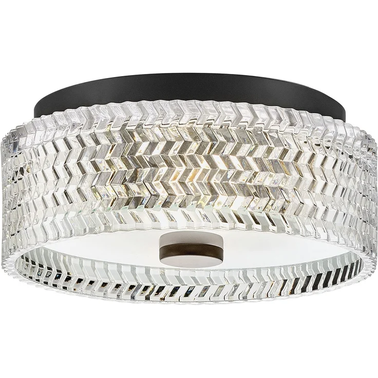 Retro LED Deckenleuchte Schwarz mit Chevron Glas Lampenschirm Ø 30,5cm – Bild 2
