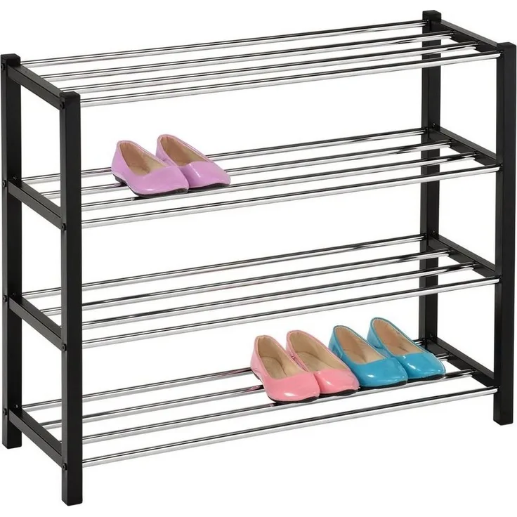 IDIMEX Schuhregal DUBLIN, Schuhschrank mit 4 Ablagen, Schuhablage aus Metall in schwarz Flurmöbe