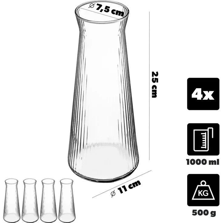 KADAX Glaskaraffe, Wasserkaraffe aus Glas, Spülmaschinenfeste Getränkekaraffe – Bild 3