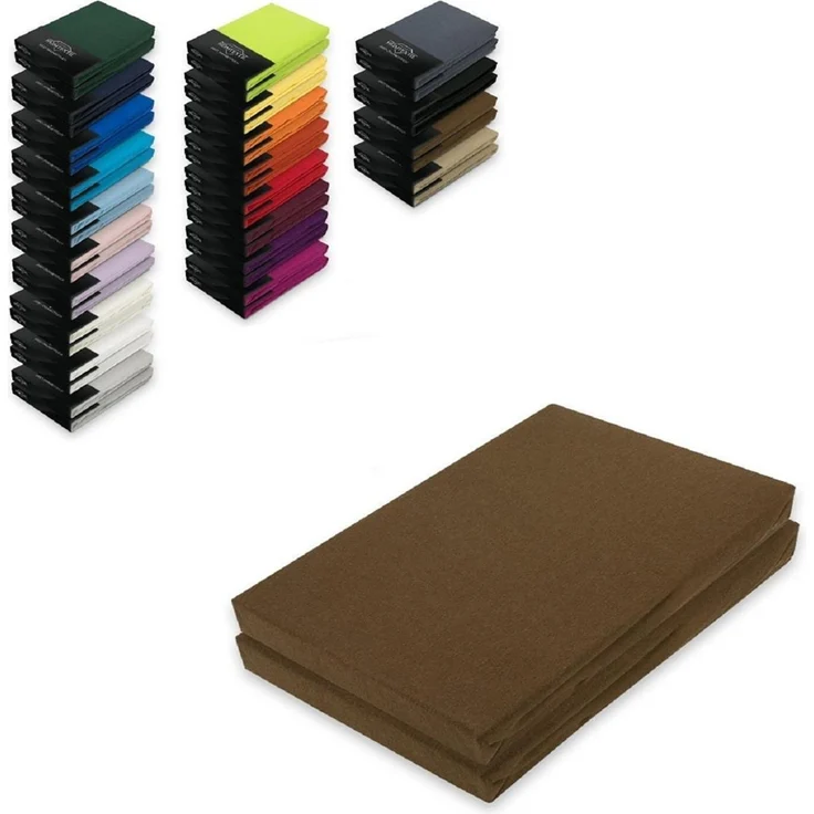 Doppelpack Jersey Spannbettlaken 120 x 200 cm Schokobraun – Bild 1