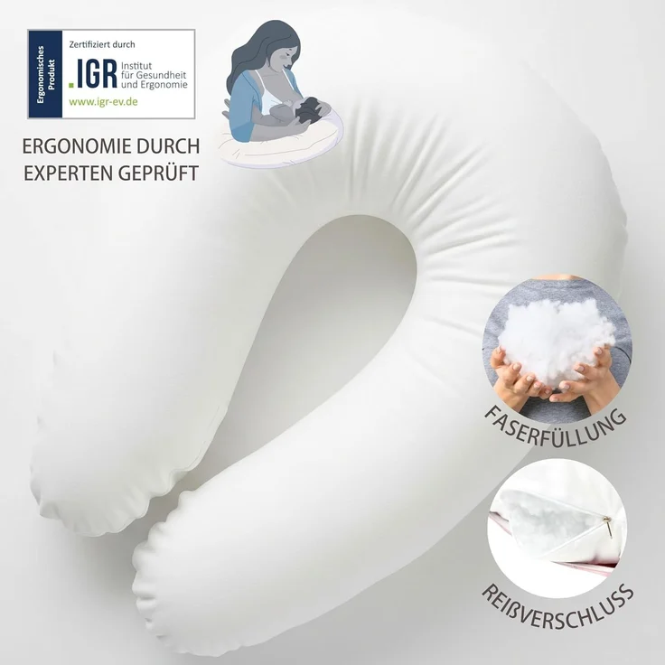 sei Design Stillkissen XXL 190x30ohne Außenbezug, Inlay Innenkissen mit Reißverschlüss Faserfüllung Seitenschläferkissen Schwangerschaftskissen Pregnancy Pillow – Bild 5