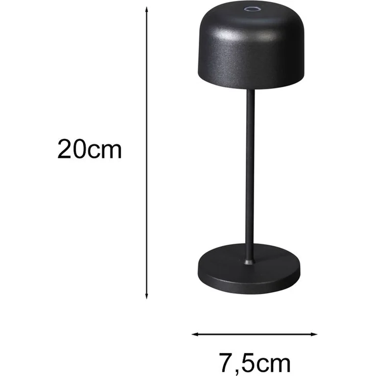 Kleine Akku Tischleuchte LILLE per USB aufladbar, Schwarz Höhe 20cm – Bild 4