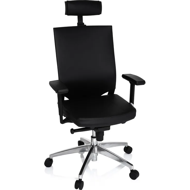 hjh OFFICE Profi Bürostuhl PORTO MAX HIGH Leder Schwarz