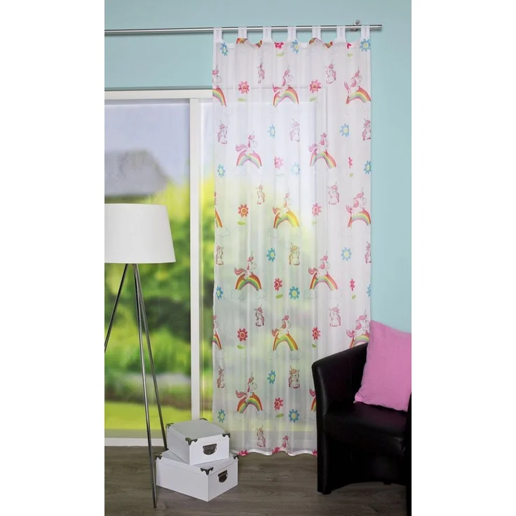 HOME WOHNIDEEN Vorhang EINHORN (1 St), Schlaufen, transparent, Voile, HxB: 245x140 – Bild 1