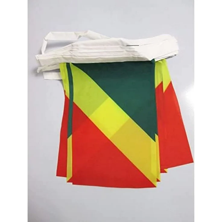 AZ FLAG - Fahnenkette Republik Des Kongo 6 Meter Mit 20 Flaggen - 21x14 cm - Kongolesische Girlande Flaggenkette 14x21 Cm