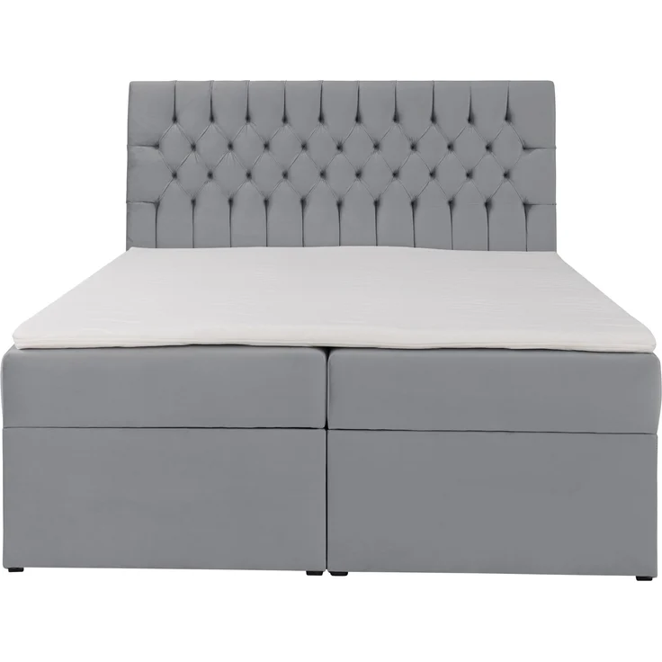 Selsey 'Daissy' Boxbett 160×200 mit Matratze und Topper, Samt, Grau – Bild 5
