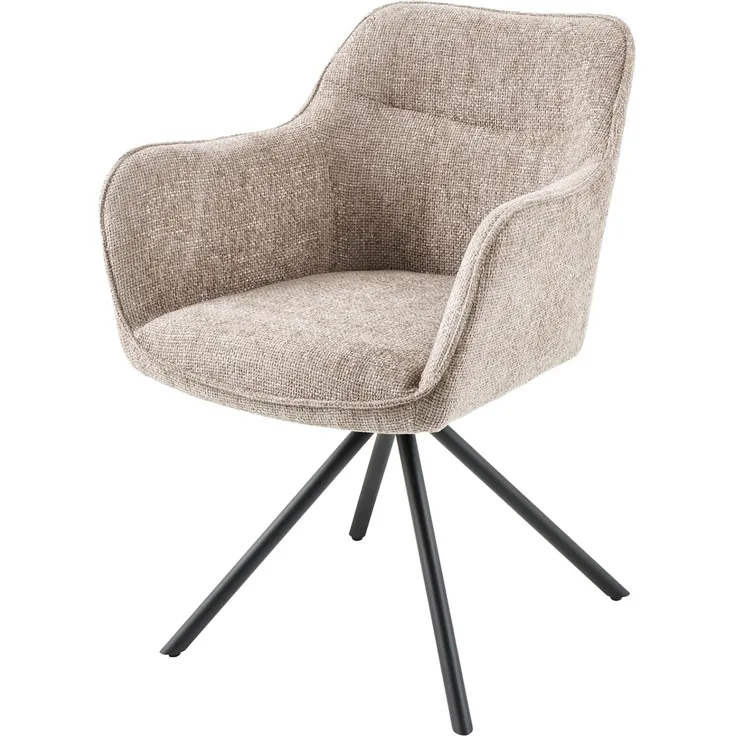 riess-ambiente Polsterstuhl VERONA champagner beige / schwarz (Einzelartikel, 1 St), Esszimmer · Stoff · Metall · mit Armlehne · 180° drehbar · Design
