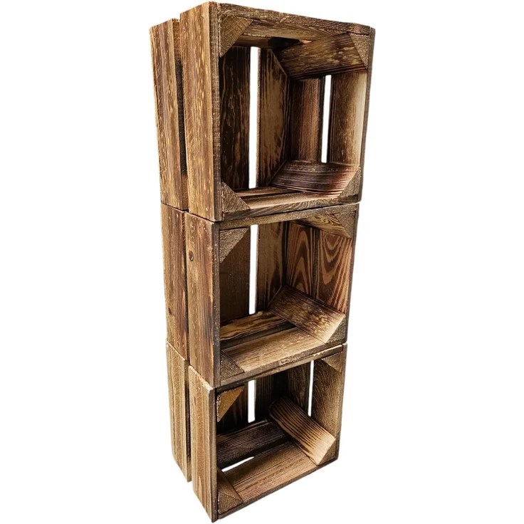 Obstkiste Holzkiste Weinkiste Box Dekokiste Kisten 22x20,5x15cm 3x Geflammt – Bild 9