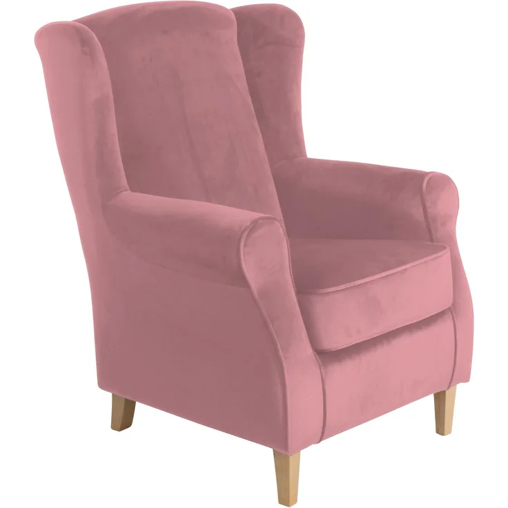 Ohrensessel Karlen Bezug Samtvelours Buche natur / rose 22044