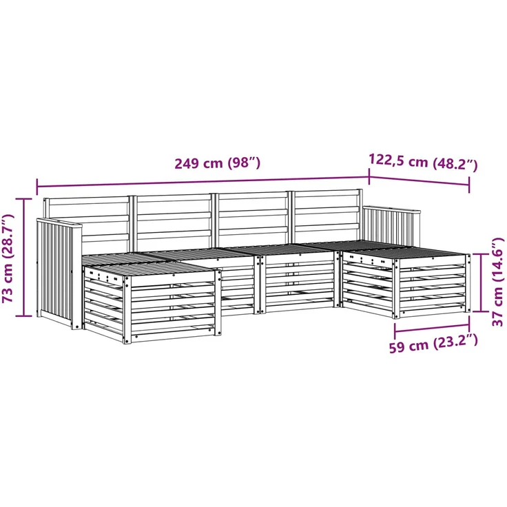 vidaXL Outdoor-Sofagarnitur 6 stk. 6-Sitzer Natur Massivholz Akazie 3375244 – Bild 8