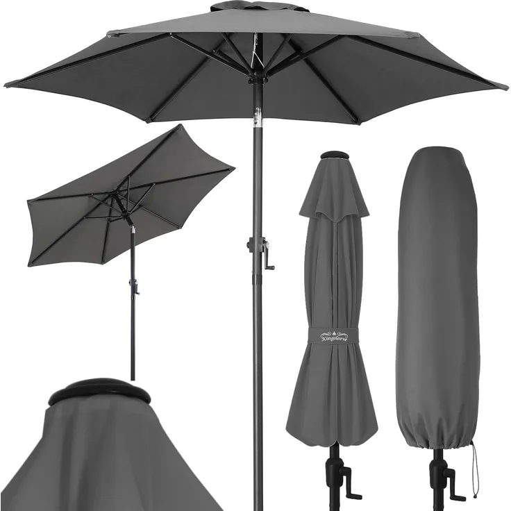 Kingsleeve Sonnenschirm | neigbar | Polyester anthrazit, Ø 200 cm