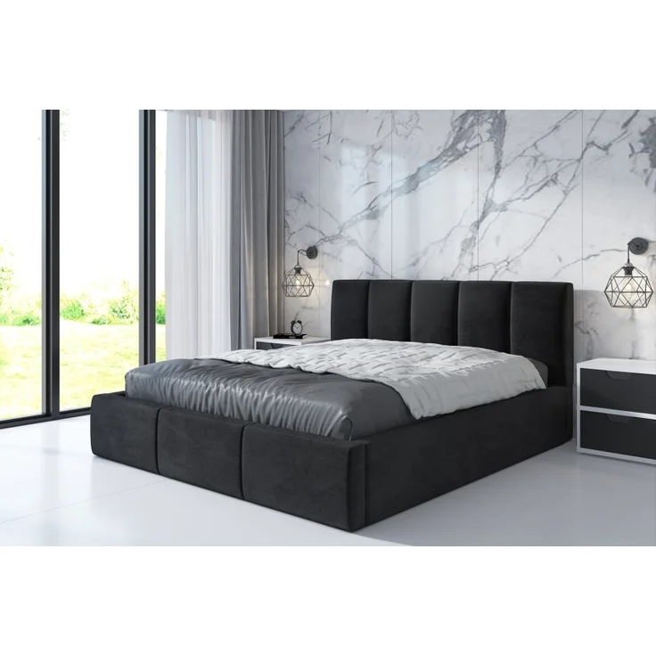 Polsterbett KENET-OM 120x200 mit Bettkasten und Lattenrost. Farbe: Schwarz 20 – Bild 1