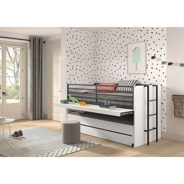Hochbett Kary 219x98x117 Kinderbett Holzwerkstoff Weiß – Bild 9
