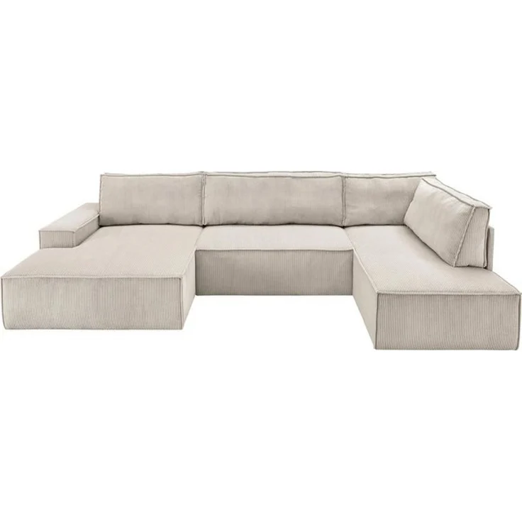 Home affaire Wohnlandschaft SHERWOOD XXL 329 cm, U-Form, Schlafsofa, Schlaffunktion m. Bettkasten (194x139 cm), Cord, Vintage, Samtvelours – Bild 4