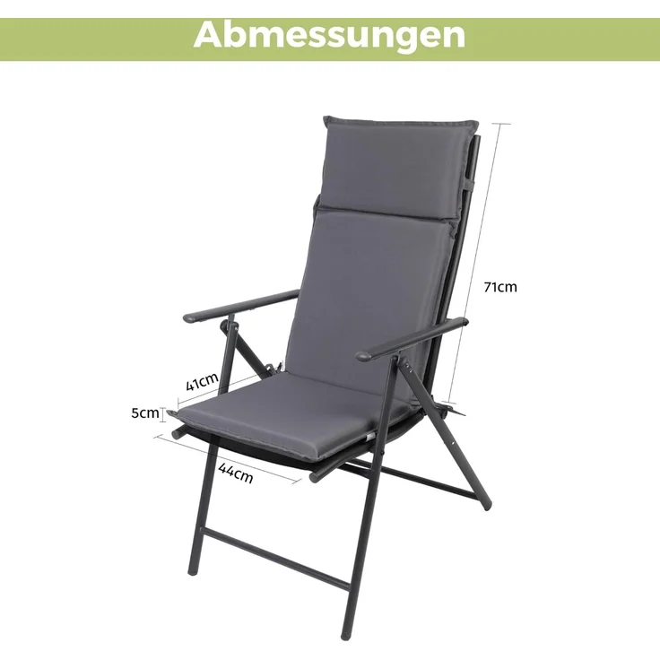 Albatros International Stuhlkissen Albatros Sitzauflage Gartenstuhlauflagen Sitzpolster, Sitzpolster Sitzkissen Outdoor Anthrazit Hochlehner Auflage UV – Bild 7