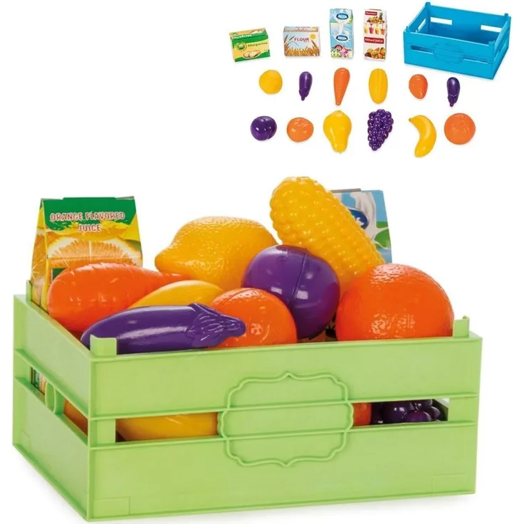 Pilsan Spielzeuglebensmittel-Box 06037 Obst Gemüse 16-teilig Milch Mehl Saft bunt