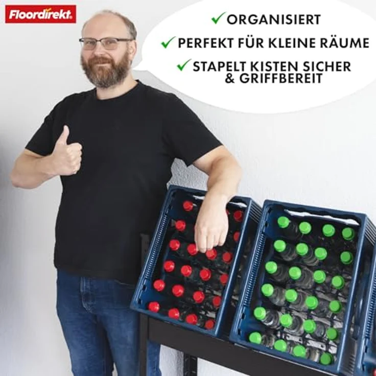 KARAT Getränkekistenregal für 6 Kisten - 110 x 110 x 30 cm - Getränkeregal, Kastenregal für Getränkekisten, Flaschenregal, Kastenständer - Regal für Getränkekästen (Osaka) – Bild 7