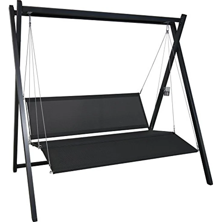 Angerer Freizeitmöbel Hollywoodschaukel 'Relax Smart' 3-Sitzer, ergonomische Sitzfläche, gepolsterte Kopfteile, abnehmbare Kissenbezüge, pulverbeschichtetes Stahlgestell, denim – Bild 2