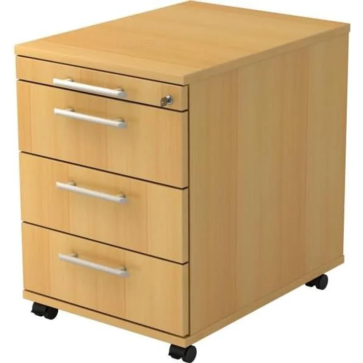 Rollcontainer AC30 58cm, 3 Schübe, Schloss RE Buche