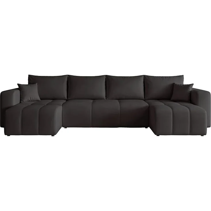 U-förmiges Ecksofa mit Schlaffunktion und Bettkasten, Schwarz, Maße: 318 x 145 x 79 cm – Bild 1