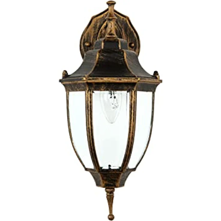 Licht-Erlebnisse Außen-Wandleuchte LYON, ohne Leuchtmittel, Außenleuchte Wand IP44 Kupfer E27 Glas Aluminium Rustikal Außenlampe – Bild 6