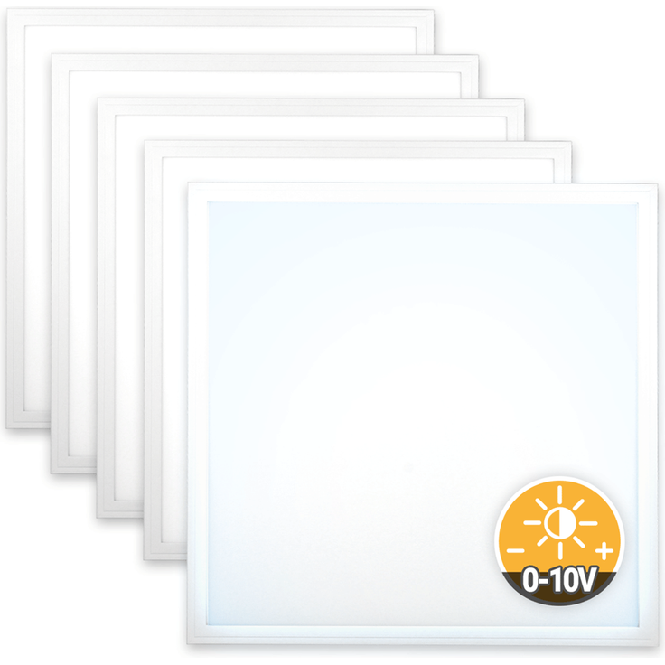 5x LED Panel 62x62 Neutralweiß 5000K 36W dimmbar 0-10V 4320lm Slim Alu PLs3.0