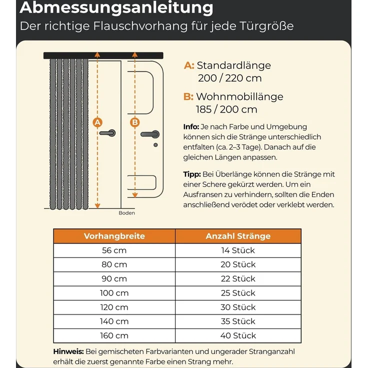 Flauschvorhang 80x220 cm in Meliert beige - weiß, perfekter Insekten- und Sichtschutz für Ihre Balkon- und Terrassentür, viele Farben – Bild 2