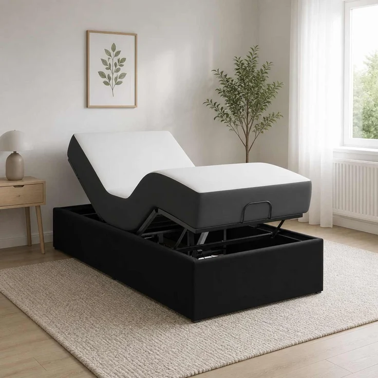 vidaXL Elektrisch verstellbares Bettgestell Schwarz 200 x 90 x 33,5 cm 42037301 – Bild 1
